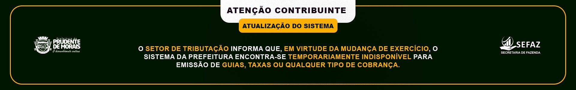 TRIBUTAÇÃO - ATUALIZAÇÃO DO SISTEMA