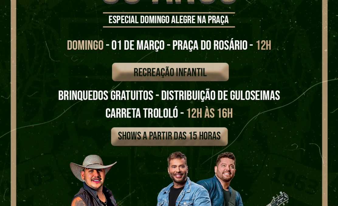 Prefeitura Municipal de Prudente de Morais divulga atrações do 63° aniversário de emancipação do município.