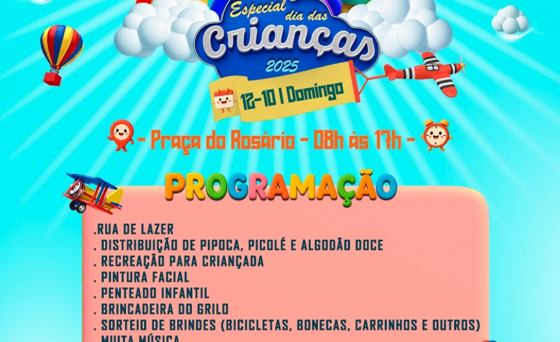 O Domingo Alegre na Praça está de volta com programação especial para os dia das crianças.