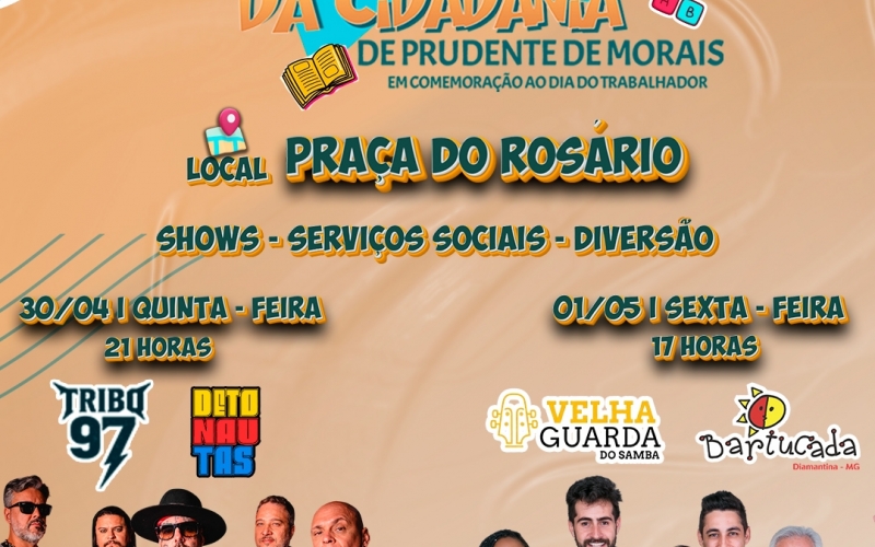 5º Festival da Cidadania promete agitar Prudente de Morais no Dia do Trabalhador